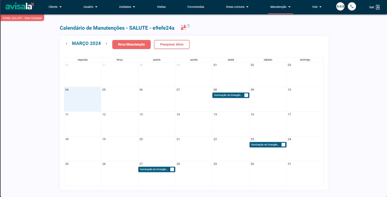 Avisalá calendário de manutenções